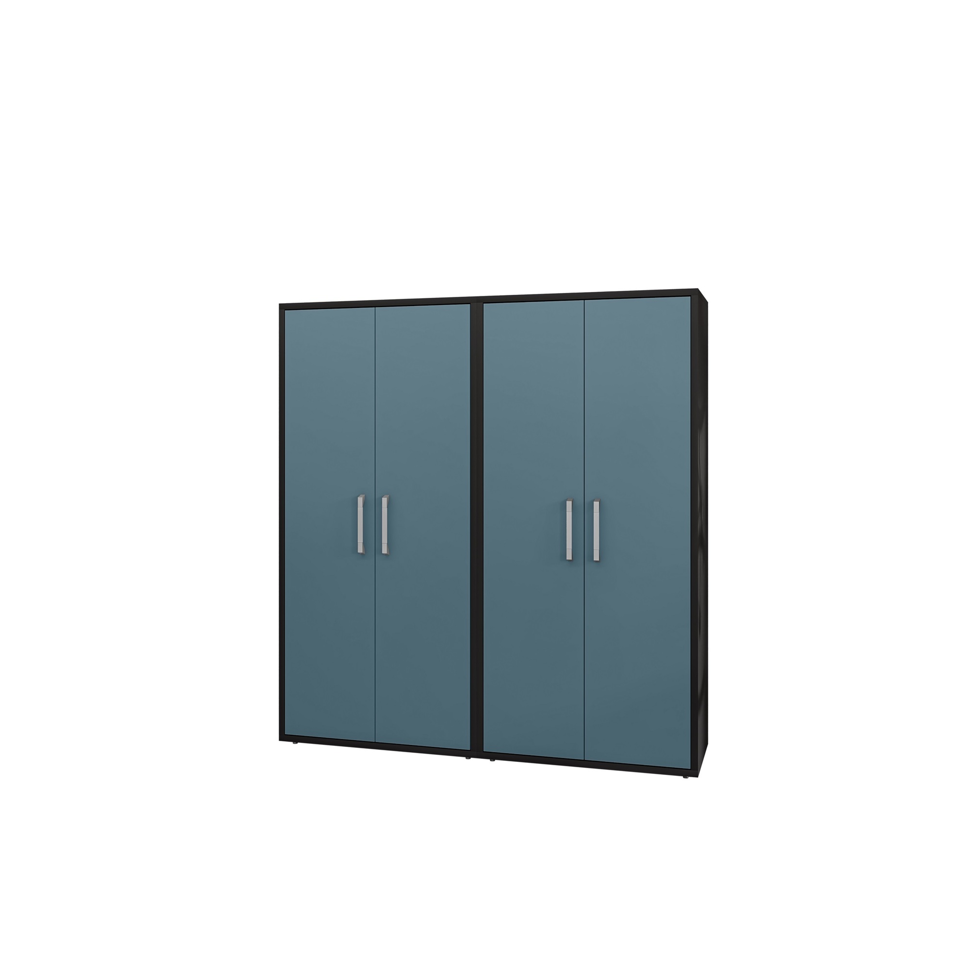 Manhattan Comfort, Eiffel Storage Cabinet in Black and Aqua, Set of 2 Height 73.43 in, Width 70.86 in, Color Blue, Model# 2-250BMC